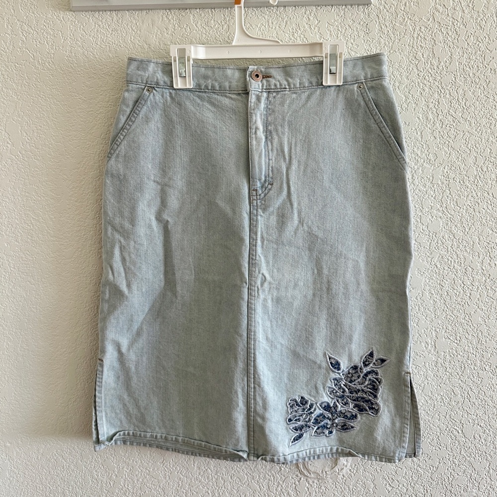 Marks & Spencer Blue Silver Embellished Pencil Skirt